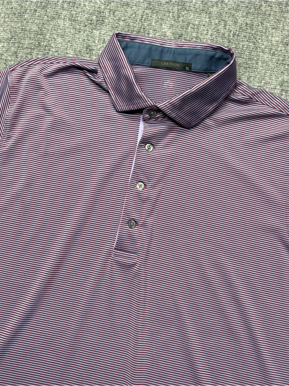 Greyson Golf Polo Shirt Mens XL Purple Micro Striped Stretch Performance Wolf